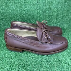 Brown Leather Tassel Kiltie Loafers - Men's Slip-On